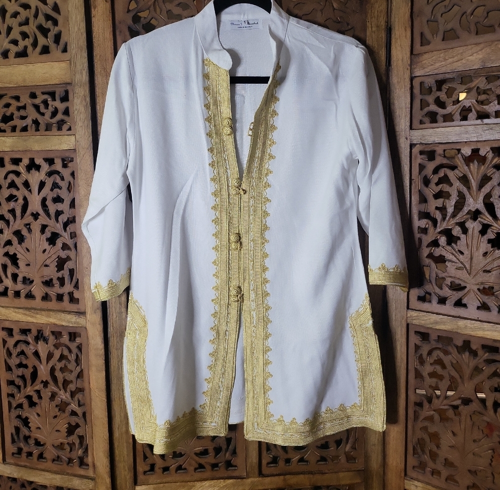 Maison De Marrakech White and Gold Tunic Blouse